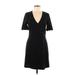 Madewell Casual Dress - Wrap V-Neck Short sleeves: Black Dresses - Women's Size Medium