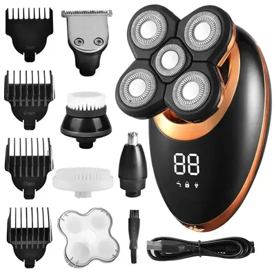 IPX7 Waterproof Electric Shaver Razor for Men Beard Hair Trimmer Rechargeable Bald Head Shaving