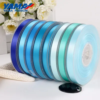 YAMA 6 9 13 16 19 22 mm Double Face Satin Ribbon 100yards Blue for Party Wedding Decoration Handmade