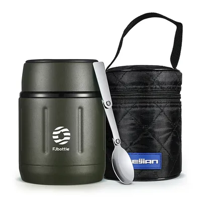 FEIJIAN 500ml Food Thermos, 316 Stainless Steel Vacuum Insulated Food Jar With Spoon Kids Lunch Box