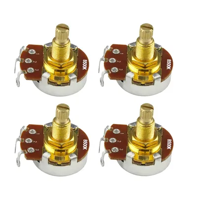 FLEOR 4pcs 18mm Long Shaft Guitar Potentiometers Pots Audio Tone Volume Switch Control A250K B250K