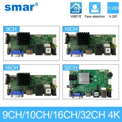 Smar CCTV 9CH 10CH 16CH 32CH 4K NVR Motherboard H.265+Network Video Recorder For 5MP 8MP IP Camera