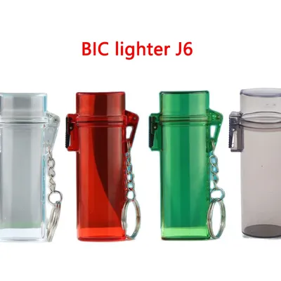 Outdoor Waterproof Plastic Transparent Lighter Cases Box For BIC Big Lighters J6