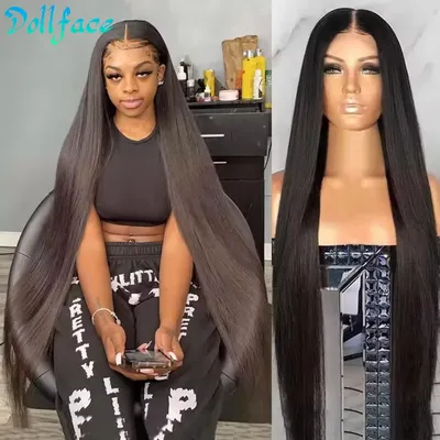 30 40 Inch Straight HD Lace Front Wig Brazilian Cheap Frontal pre plucked Straight Wigs For Women