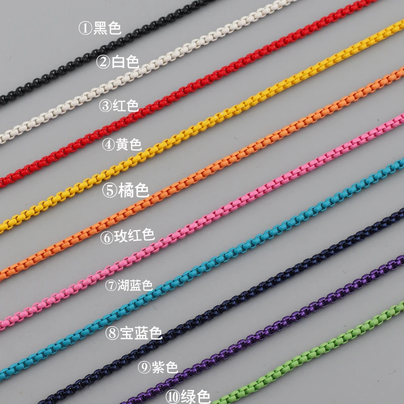10PCS, Dainty enamelled chain necklace, box chain choker necklace, Enamel Pop Chain Necklaces, minimalist fine necklace