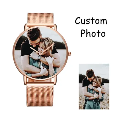CL014 Private Label Mens Women Stainless Steel Watch Custom Your Own Logo Watch Design Relogio Print