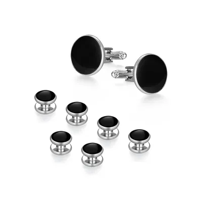 Wedding Cufflinks Tuxedo Studs Set for Men Accessories 1Pair Cufflinks and 6 PCS Tuxedo Studs