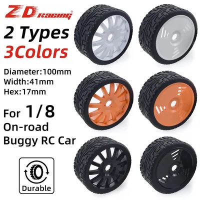 ZD Racing 100mm Rubber Tyres Wheels 17mm Hex for Redcat HSP HPI Kyosho Hobao Team Losi Carson 1/8