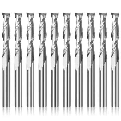10pcs 3.175 1/8 Shank 2 Flute Spiral Milling Cutter CNC Flat Nose End Mill Engraving Router Bit for
