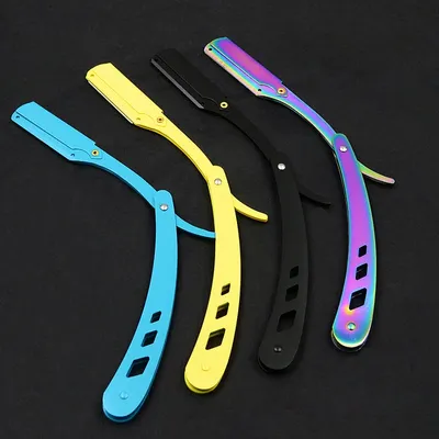 Men Shaving Barber Tools Hair Razor and Blades Antique Black Folding Shaving Knife Unisex Hair