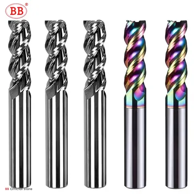 BB 3 Flute Carbide Milling Cutter Tungsten End Mill CNC Tool 1 to 20mm for Aluminum Fiberglass
