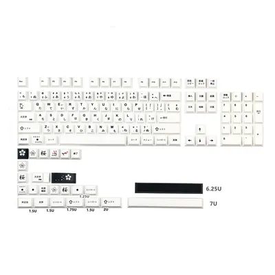 PBT 125 Keys Black White Japanese Keycaps Cherry Profile For Gaming Mechanical Keyboard Supplement