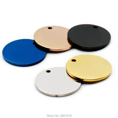 Wholesale 100Pcs Stainless Steel Round Dog Tag Pet ID Name Engravable Personalized Name Pendant Dog