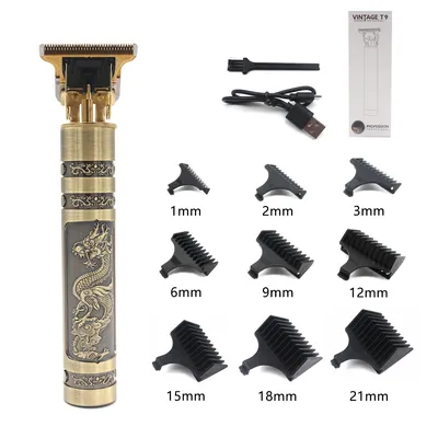 Professional T9 Hair Trimmer Machine Metal Body Beard Trimmer for Men Stainless Steel Blade Hair