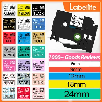 6/9/12/18/24mm TZ-White Label Lamination Ribbon tze231 tze241 tze251 tze221 Compatible for Brother