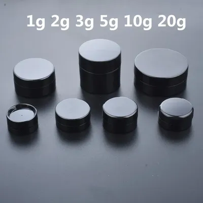50pcs/lot Empty 1g 2g 3g 5g 10g 20g Black Portable Cream Jar jars Pot Box Makeup Nail Art Cosmetic