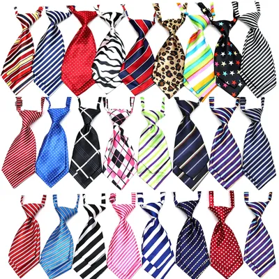 50pc Dog Neckties Pet Supplies Small-Middle Dog Double-deck Tie Collar Handmade Adjustable Dogs Ties
