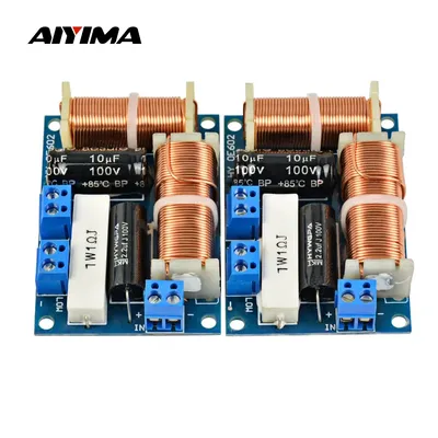 AIYIMA 2Pcs Speaker 2 Way Audio Frequency Divider Treble Bass 2 Unit Crossover Filters 80W Bookshelf HIFI Speaker Divider