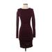 Express Outlet Cocktail Dress - Sweater Dress: Burgundy Marled Dresses - Women's Size Small