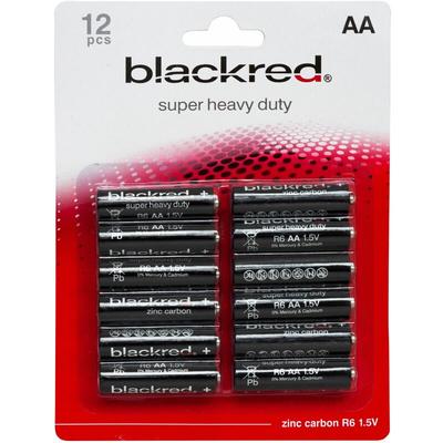 BLACKRED Batterie Zink-Kohle R6, AA, Mignon, 1,5 V, 12 Stück
