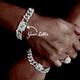 1pc Bracelet En Alliage Incrusté De Strass Brillant Cool, Bracelet À Chaîne Cubaine De Style Hip Hop Pour Hommes Et Femmes