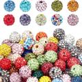 Lot de 100 perles en argile de polymère avec strass fuchsia de 10 mm, perles rondes en argile de polymère avec strass, perles en cristal