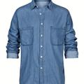 Chemise En Jean À Manches Longues Boutonnée Décontractée Pour Hommes Avec Poches Poitrine, Vêtements Pour Hommes Pour Le Printemps, L'été Et L'automne, Hauts Pour Hommes