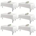 6 Pièces, Nappe Blanche, Nappe Rectangulaire De Style Simple Pour Table À Manger, Housse De Table En Polyester Lavable Et Infroissable Pour Les Repas Et Le Camping