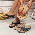 Femmes Floral Flat Flip Flops, Sandales D'été Antidérapantes De Couleur Unie, Chaussures De Glissades Décontractées À Bout Ouvert