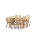 Ensemble de table et 4 chaises table céramique vert clair 168x87