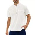 Homme Chemise Lin Chemisette Chemise d'été Chemise de plage Blanche Rose Claire Bleu Manche Courte Plein Col Mao Eté du quotidien Hawaïen Vêtement Tenue Poche