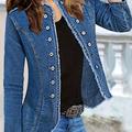 Vestes En Denim À Bordure Brute Bleue, Manteaux En Denim Décontractés À Bouton Boutonnage À Manches Longues, Vêtements En Denim Pour Femmes