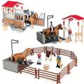 Farm Ranch Toys Stable Doll Playset Horse Club avec cavalier Stable enclos équitation poupée animaux Playset cadeaux pour filles et garçons cadeaux de Noël maison de jeu pour enfants jouets la ferme