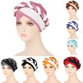 Deux tons câble tresse Turban casquette chapeau cheveux Bonnet tête écharpe Wrap couverture Turban chapeau pour femmes dames