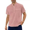 Homme Chemise Lin Chemisette Chemise d'été Chemise de plage Blanche Rose Claire Bleu Manche Courte Plein Col Mao Eté du quotidien Hawaïen Vêtement Tenue Poche