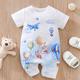 Baby Boys Mignon Cartoon Graphique Imprimer Manches Courtes Barboteuse Combinaison Vêtements