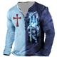 Graphic Kreuz der Templer Kreuz Designer Basic Klassisch Herren 3D-Druck T Shirt Henley Shirt Tee Outdoor Täglich Sport T-Shirt Gelb Blau Purpur Langarm Henley Hemd Frühling Sommer Bekleidung