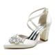 Damen Hochzeit Schuhe Geschenke zum Valentinstag Weiße Schuhe Hochzeit Party Täglich Brautschuhe Strass Blockabsatz Spitze Zehe Elegant Modisch Satin Kreuzgurt Wein Schwarz Weiß