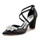 Damen Hochzeit Schuhe Geschenke zum Valentinstag Weiße Schuhe Hochzeit Party Täglich Brautschuhe Strass Blockabsatz Spitze Zehe Elegant Modisch Satin Kreuzgurt Wein Schwarz Weiß