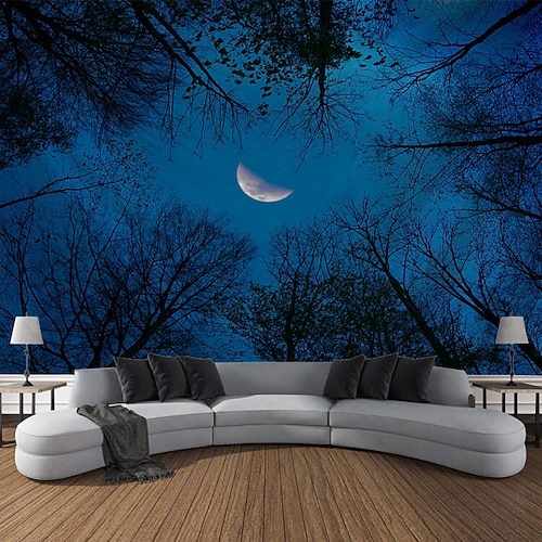 Trippy Wald Landschaft hängen Wandteppich Wand Kunst große Wandteppich Wandbild Dekor Fotografie Hintergrund Decke Vorhang Haus Schlafzimmer Wohnzimmer Dekoration Wandtuch XXL Natur Image