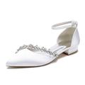 Per donna scarpe da sposa Ballerine Regali di San Valentino Scarpe bianche Matrimonio Feste Giornaliero Appartamenti di nozze Con diamantini Piatto Appuntite Elegante stile sveglio Lussuoso Raso