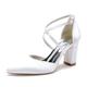 Women's Wedding Shoes Ladies Shoes Valentines Gifts White Shoes Wedding Party Daily Bridal Shoes Buckle Chunky Heel Pointed Toe Elegant Fashion Satin Cross Strap Wine Black White