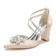 Women's Wedding Shoes Ladies Shoes Valentines Gifts White Shoes Wedding Party Daily Bridal Shoes Rhinestone Chunky Heel Pointed Toe Elegant Fashion Satin Cross Strap Wine Black White