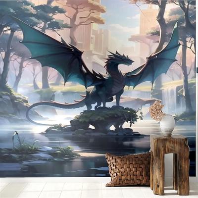 Cool Wallpapers Dragon Wallpaper Wall Mural Wall Sticker Covering Print Peel and Stick Removable Self Adhesive Secret Forest PVC / Vinyl Home Decor