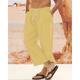 Men's Linen Pants Summer Pants Beach Pants Harem Pants Pocket Drawstring Elastic Waist Plain Comfort Breathable Daily Holiday Vacation Hawaiian Boho Lake blue Black