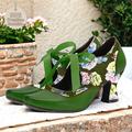 Per donna Scarpe d'epoca Mary Jane Scarpe fatte a mano Scarpe d'epoca Matrimonio Feste Fiocco Tallone del gattino Appuntite Elegante Vintage Pelle di prima qualità Con lacci intrecciali Verde