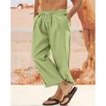 Men's Linen Pants Summer Pants Beach Pants Harem Pants Pocket Drawstring Elastic Waist Plain Comfort Breathable Daily Holiday Vacation Hawaiian Boho Lake blue Black