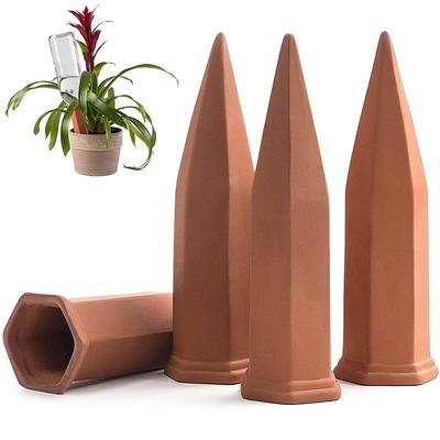 4 Pack Plant Watering Devices Terracotta Vacation Plant Waterer Wine Bottle Watering Stakes Slow Release Plant Watering Spikes Perfect Self Watering Devices for Indoor Outdoor Plants