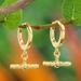 'Modern Hammered Polished 18k Gold-Plated Hoop Earrings'