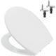 Heavy Duty Toilet Seat Soft Close White Oval Shape Quick Release Fixing Hinges